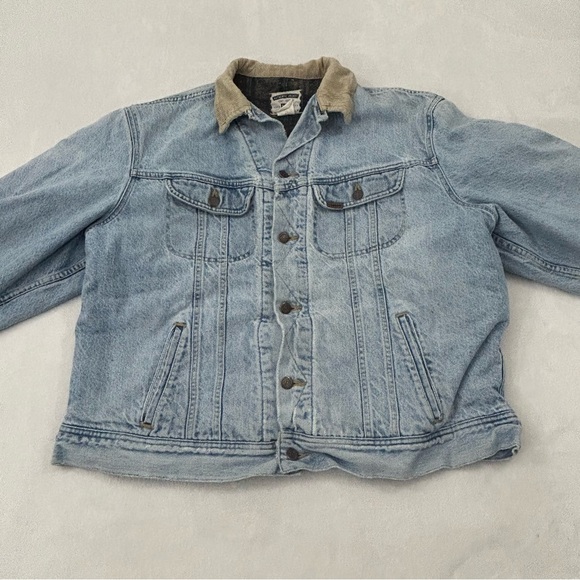 Vintage Lee Storm Rider Wool Blanket Lined Light Blue Denim Jean Jacket Men’s XL - Picture 9 of 10